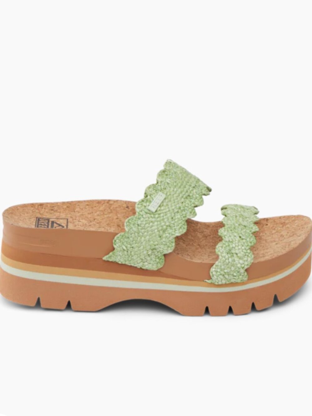 REEF Cushion Vista Higher Sandals - Size 8 Scalloped Green